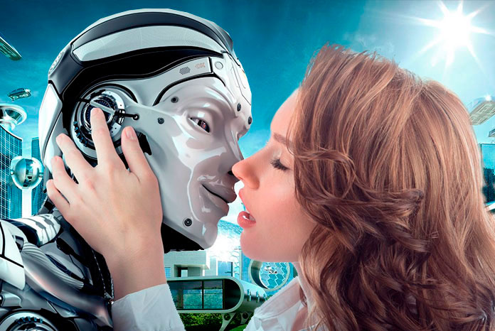 Герои 22 века. Будущее человечество. Люди и роботы в будущем. Женщина будущего Эволюция. Поцелуй с роботом.