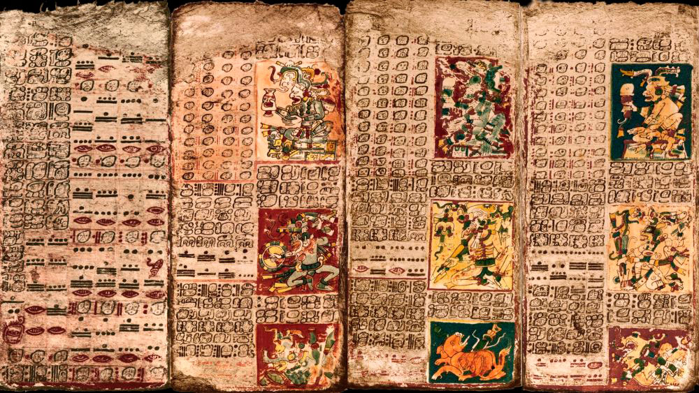 Фрагмент Дрезденского кодекса с календарем Венеры. Фото: Gerardo Aldana