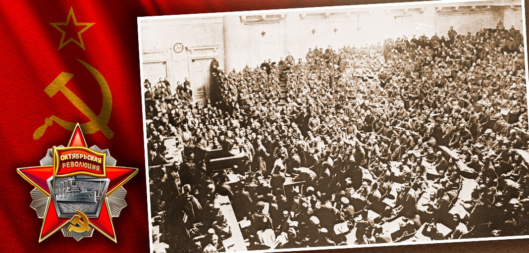 Первое заседание Совета рабочих и солдатских депутатов в Таврическом дворце в Петрограде. Коллаж: © HistoryLost.Ru.  Фото: © РИА Новости